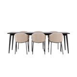 Ellis, Evelina Rektangulär matgrupp Beige,Svart, Svart, 230 x 85