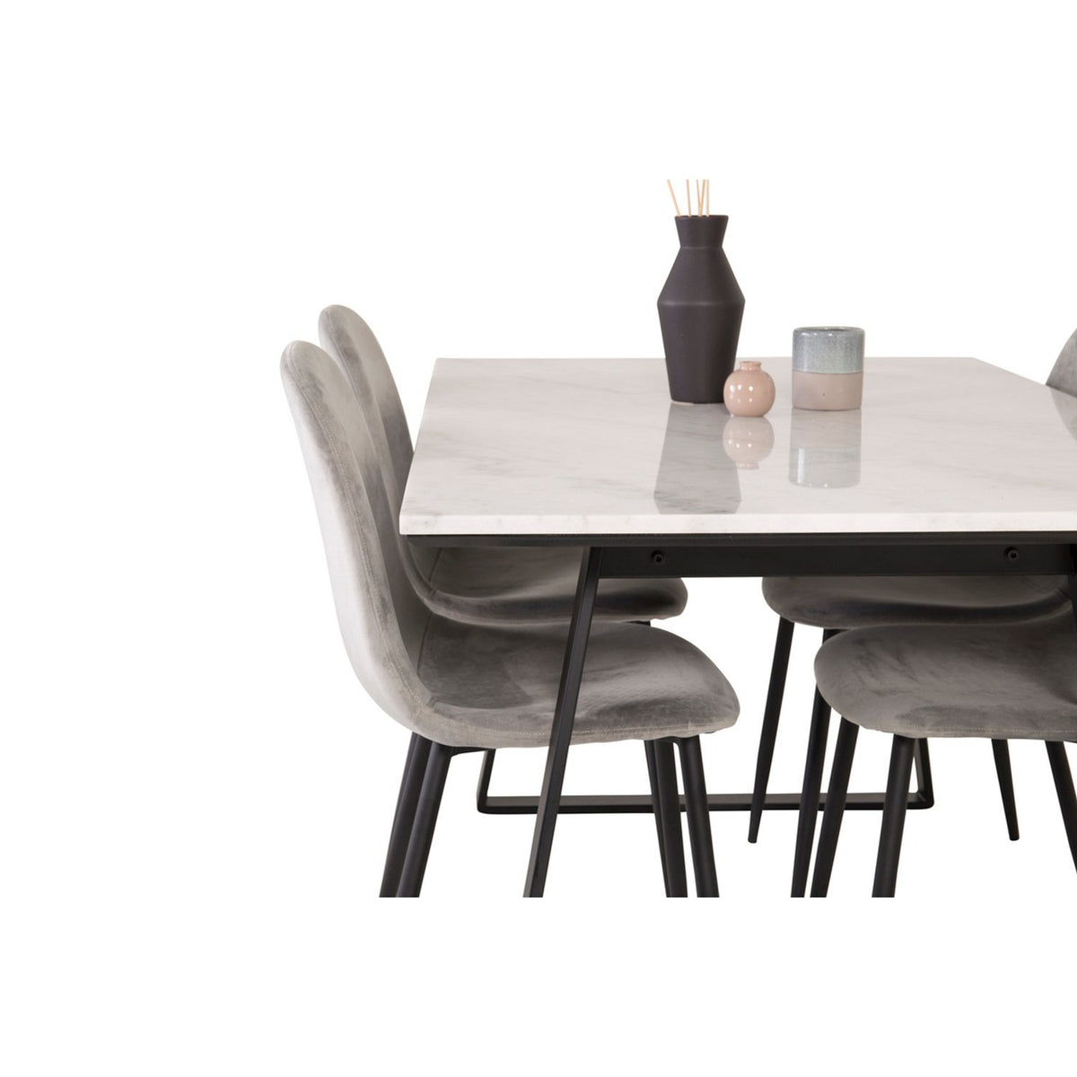 Estelle, Polar Rektangulär matgrupp Svart,Grå, Svart,Vitt, 140 x 90