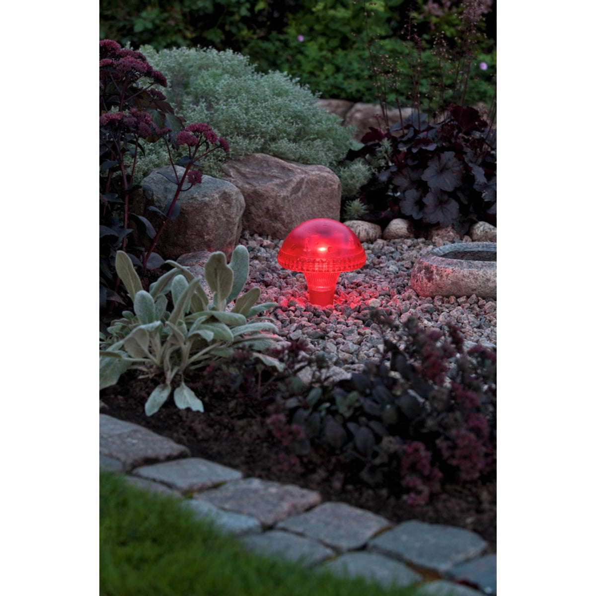 Assisi Solcell LED Svamp Dekorationsbelysning Mark Röd