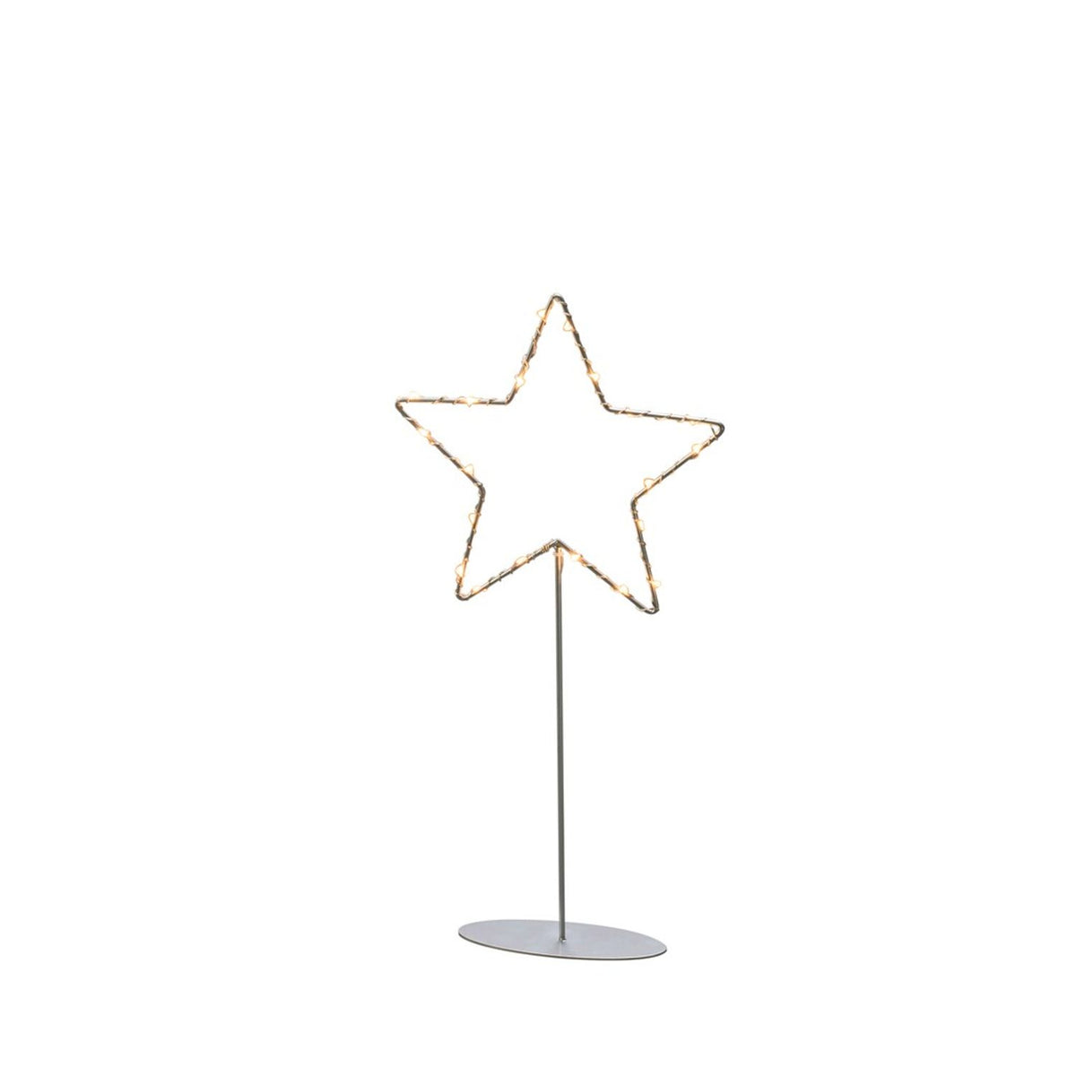 Metall Stående 20 Amber LED 40 cm Julstjärna Inne Silver