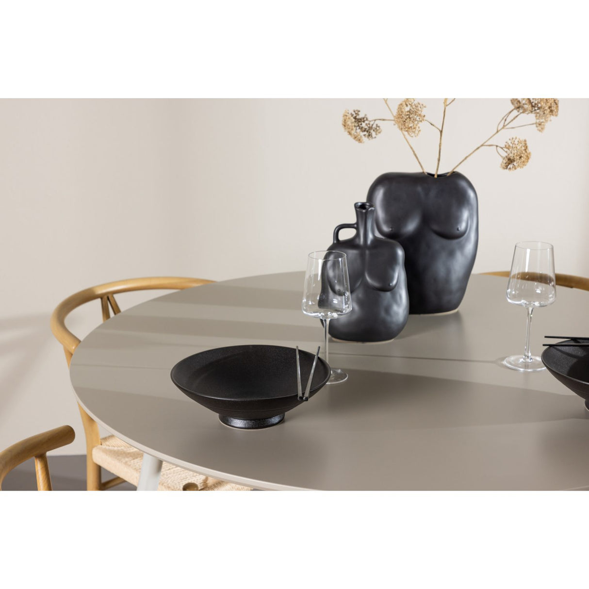 Plaza, Alfons Rund matgrupp Natur, Beige, ⌀120