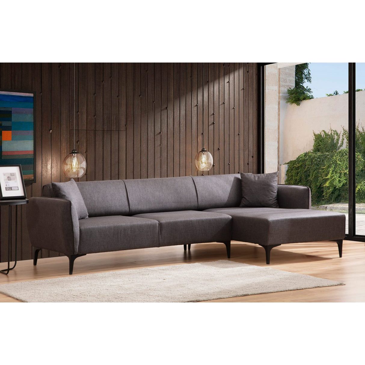Gaborone (270-140 x 95 x 67 cm) Hörnsoffa Mörkgrå, Höger