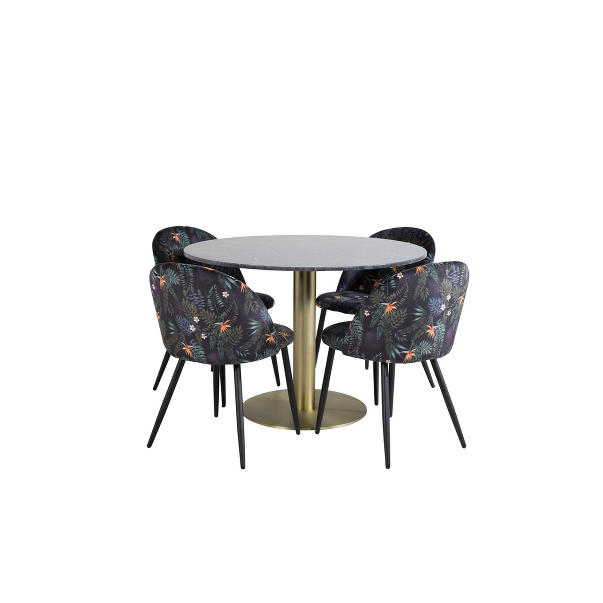 Estelle, Velvet Rund matgrupp Svart, Guld, Mörkgrå, ⌀106