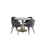 Estelle, Velvet Rund matgrupp Svart, Guld, Mörkgrå, ⌀106