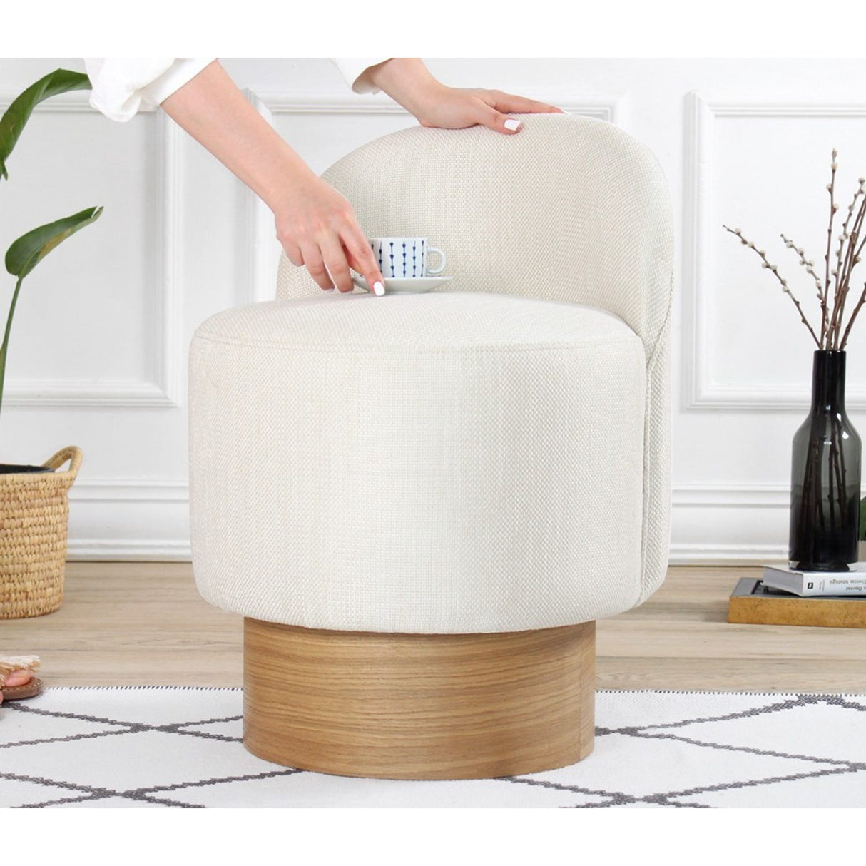 Luanda Puf (Ø47 x H66 cm) Puff Creme