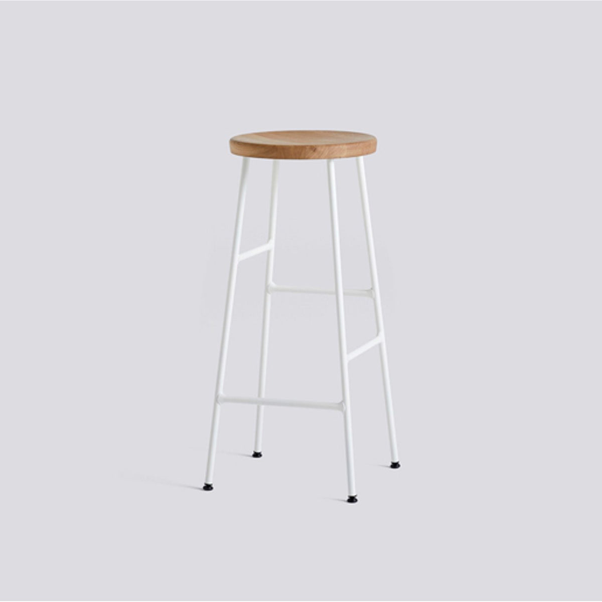 Cornet 75 cm Barpall oljad massiv ek, Cream white – pulverlackerat stål