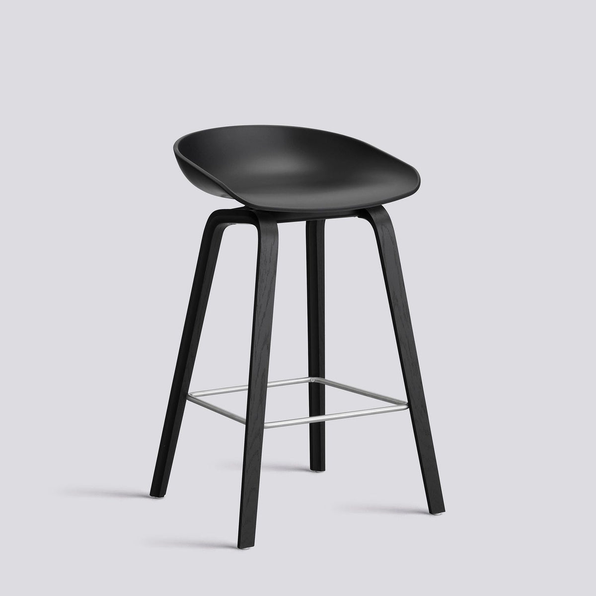 AAS 32 65 cm Barpall Black 2.0, Black – ekfaner med vattenbaserad lack, Rostfritt stål