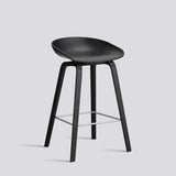 AAS 32 65 cm Barpall Black 2.0, Black – ekfaner med vattenbaserad lack, Rostfritt stål