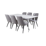 Polar, Velvet Deluxe Rektangulär matgrupp Svart,Ljusgrå, Vit, 180 x 90