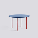 Two-Colour Ø120 × H74 cm Matbord Blue, Maroon red – pulverlackerat stål