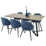 Marina,Sammet Rektangulär matgrupp Svart,Blå, Svart,Grå, 180 x 90
