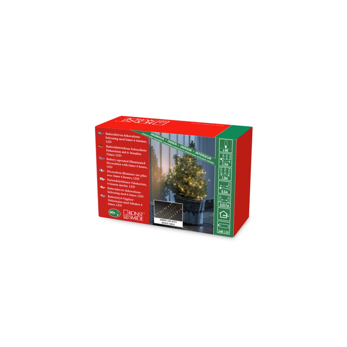 Cluster 60 Micro LED Ljusslinga Inomhus Amber/Mässingfärgad