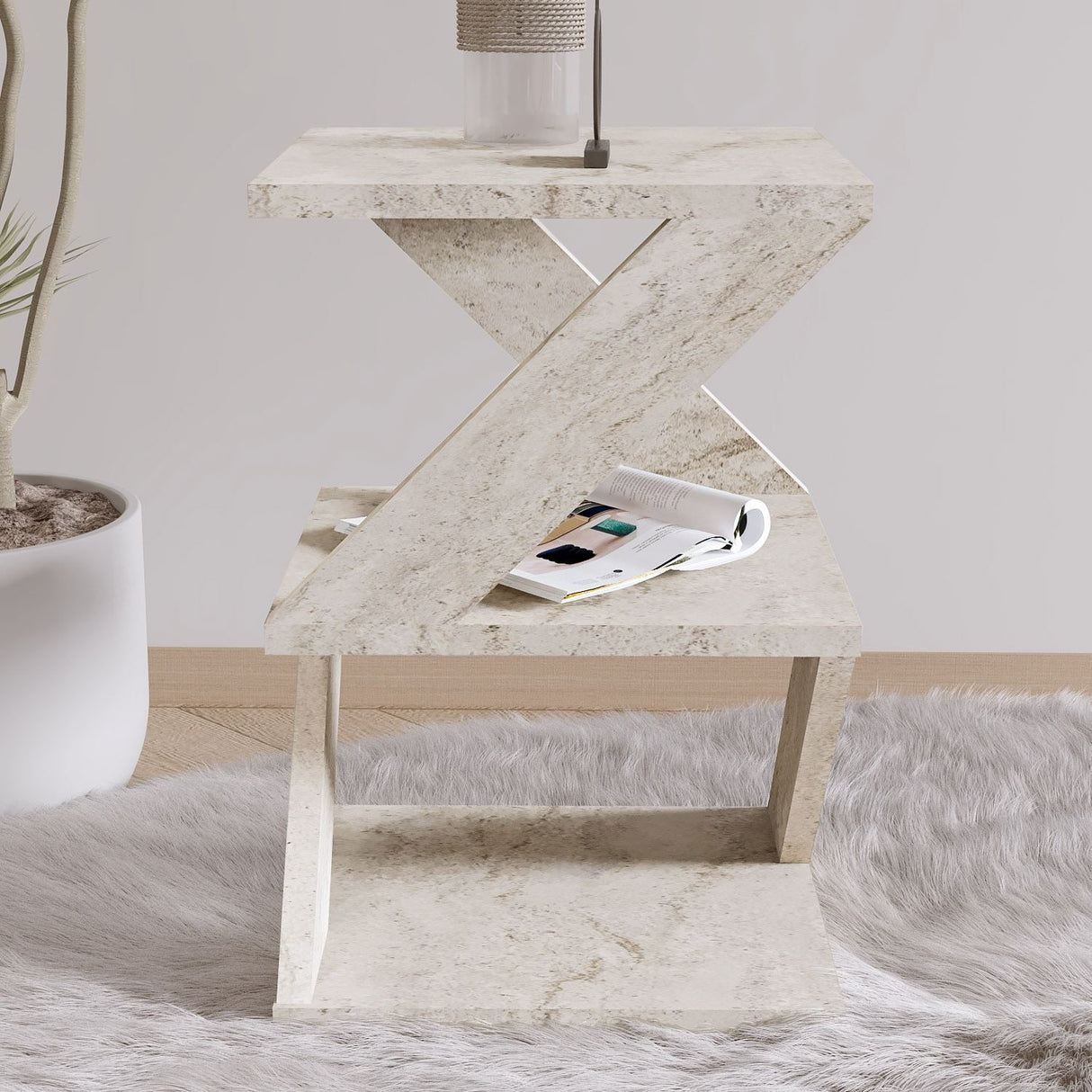 Albeni (29,6 x 54,2 x 29,6 cm) Travertin Sidobord