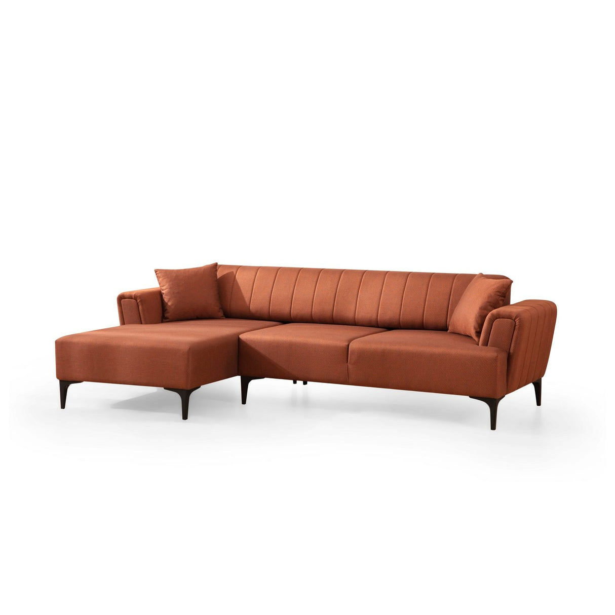 Jakarta (140-270 x 95 x 77 cm) Hörnsoffa-bäddsoffa Kakelröd, Vänster