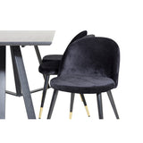 Marina, Velvet Rektangulär matgrupp Svart,Guld, Svart, 180 x 90