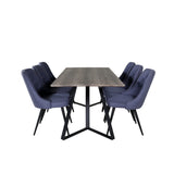 Marina, Velvet Deluxe Rektangulär matgrupp Svart,Blå, Svart,Grå, 180 x 90