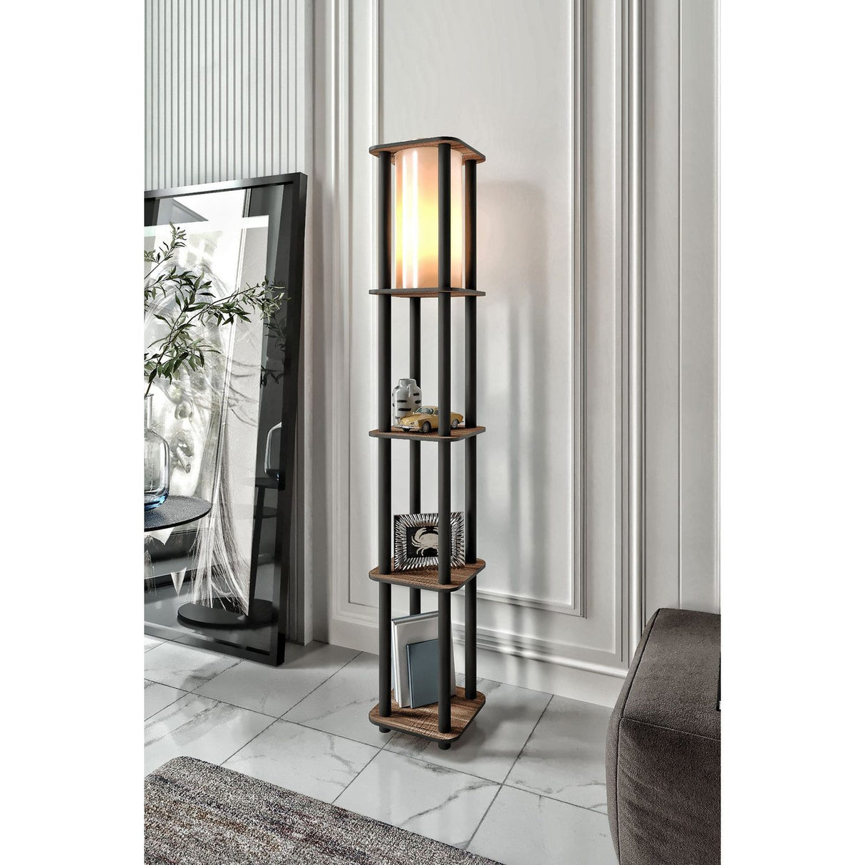 Porto Square (H 150 cm) Valnöt Golvlampa