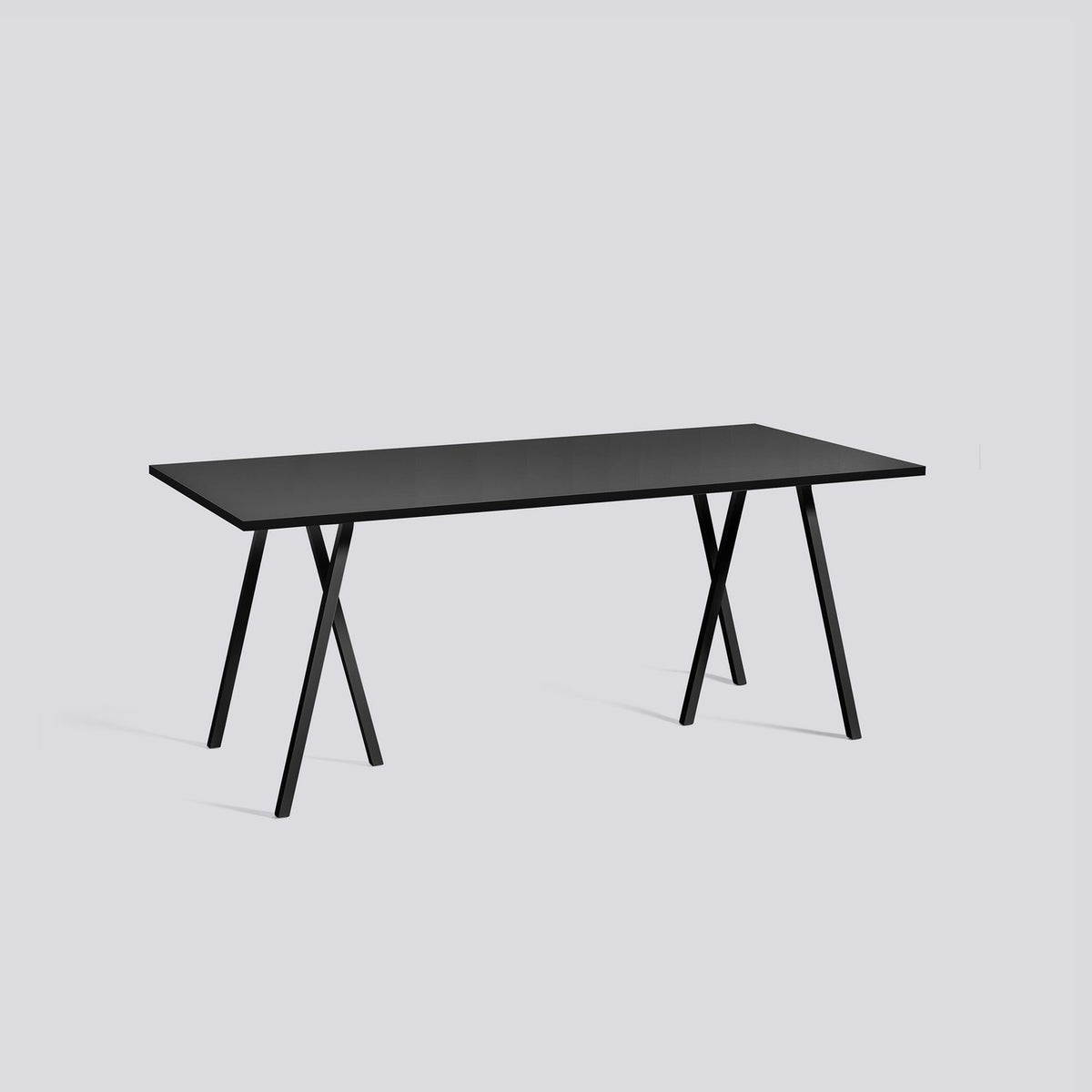 Loop Stand L180 × B87,5 × H74 cm Matbord Black – linoleum, Black – pulverlackerat stål