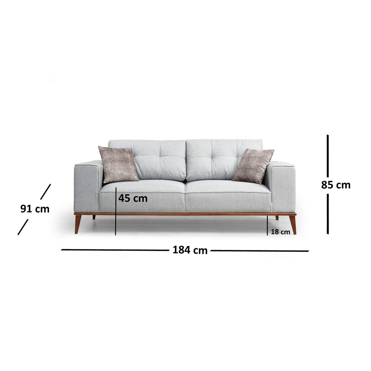 Valparaiso 2-sits (184 x 91 x 85 cm) Grå 2-sits bäddsoffa