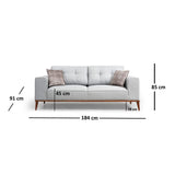 Valparaiso 2-sits (184 x 91 x 85 cm) Grå 2-sits bäddsoffa