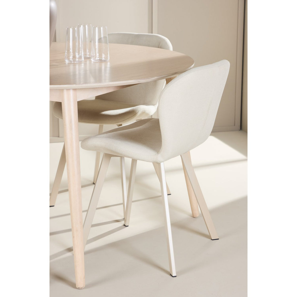 Flora, Lilja Runt matgrupp Beige, Vitlasyr, ⌀120