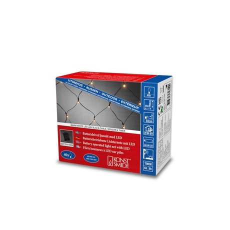 Nät LED Sensor/timer 6/9 h Ljusslinga Ute 80x80 cm, Varmvit