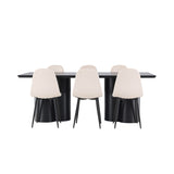 Olivia, Polar Rektangulär matgrupp Beige, Svart, 6st
