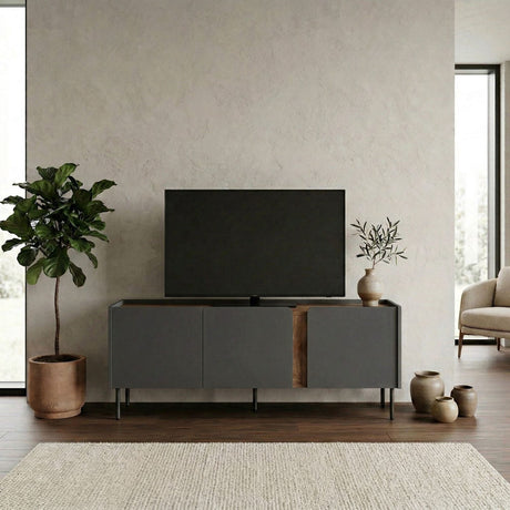 Lucile (140 x 53,9 x 35,5 cm) TV-bänk Antracit Natur ek Svart