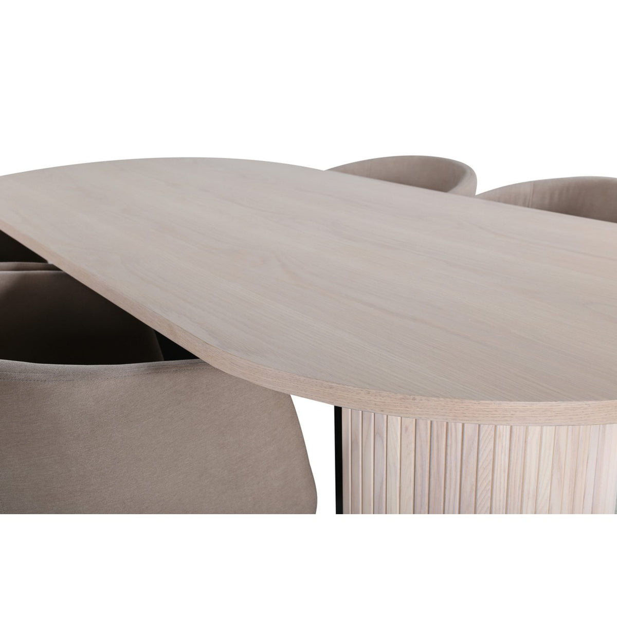 Bianca, Berit Oval matgrupp Beige, Vitputsad, 4st