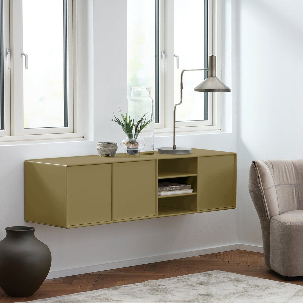 Madison Quadrant-skänk Väggmonterad  Oliv