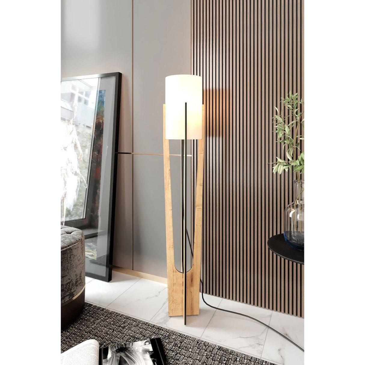 Minimalistisk (H 135 cm) Golvlampa Ek