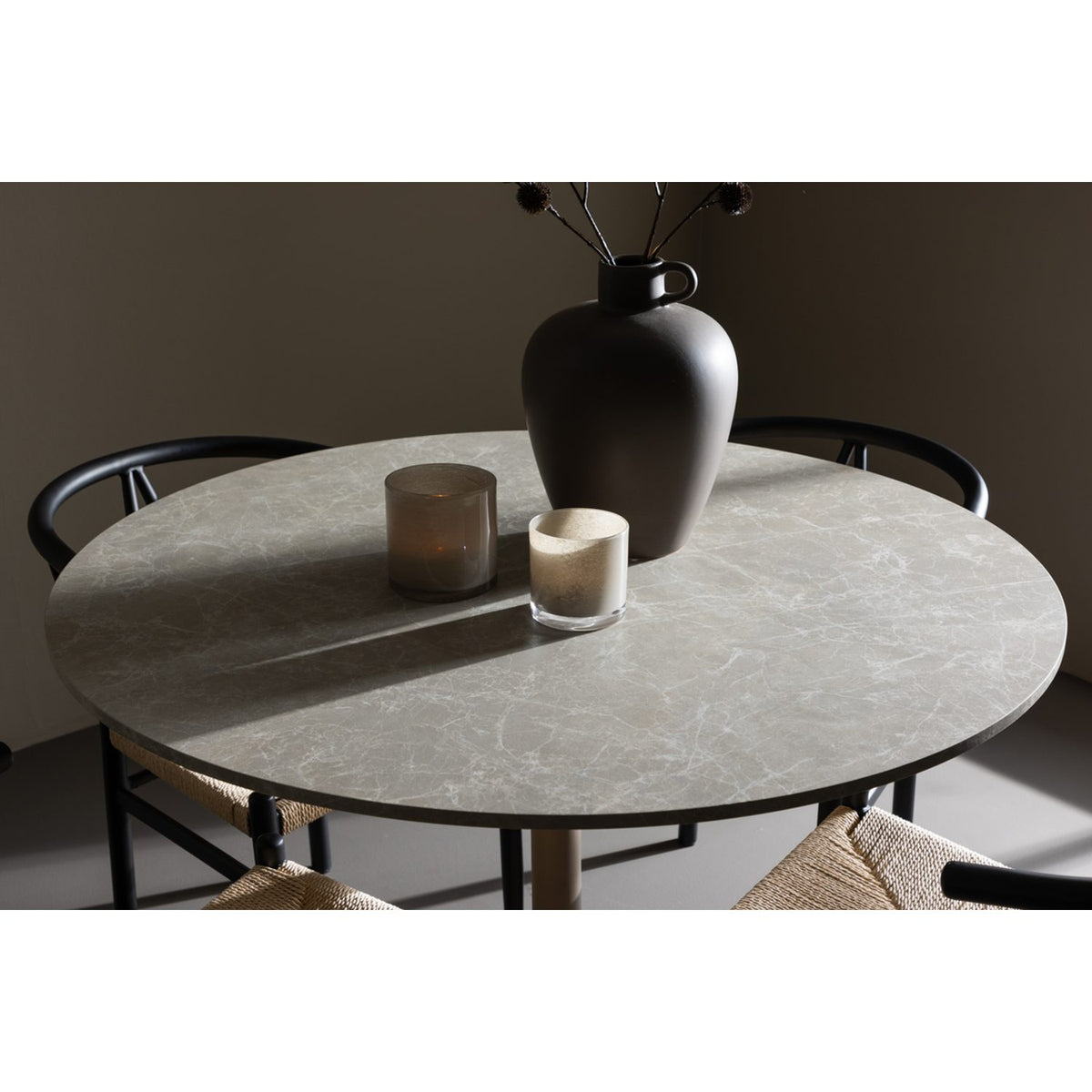 Lycke, Alfons Rund matgrupp Svart, beige, Beige, ⌀110