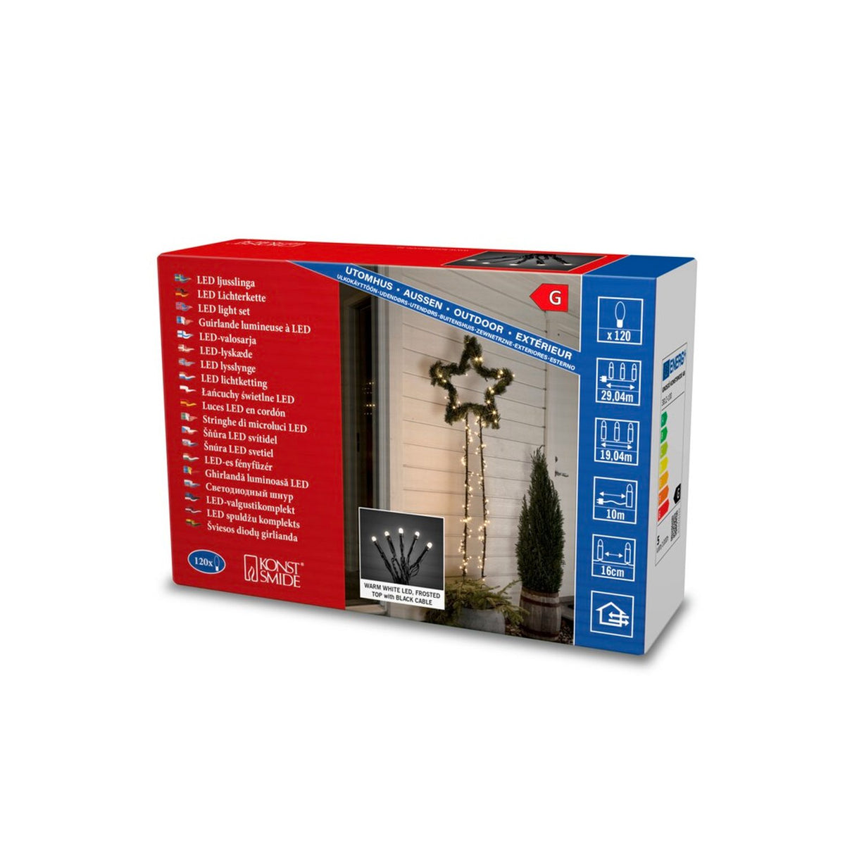 LED Frostad topp svart kabel Ljusslinga Ute 120 Lampor (19.04m), Varmvit