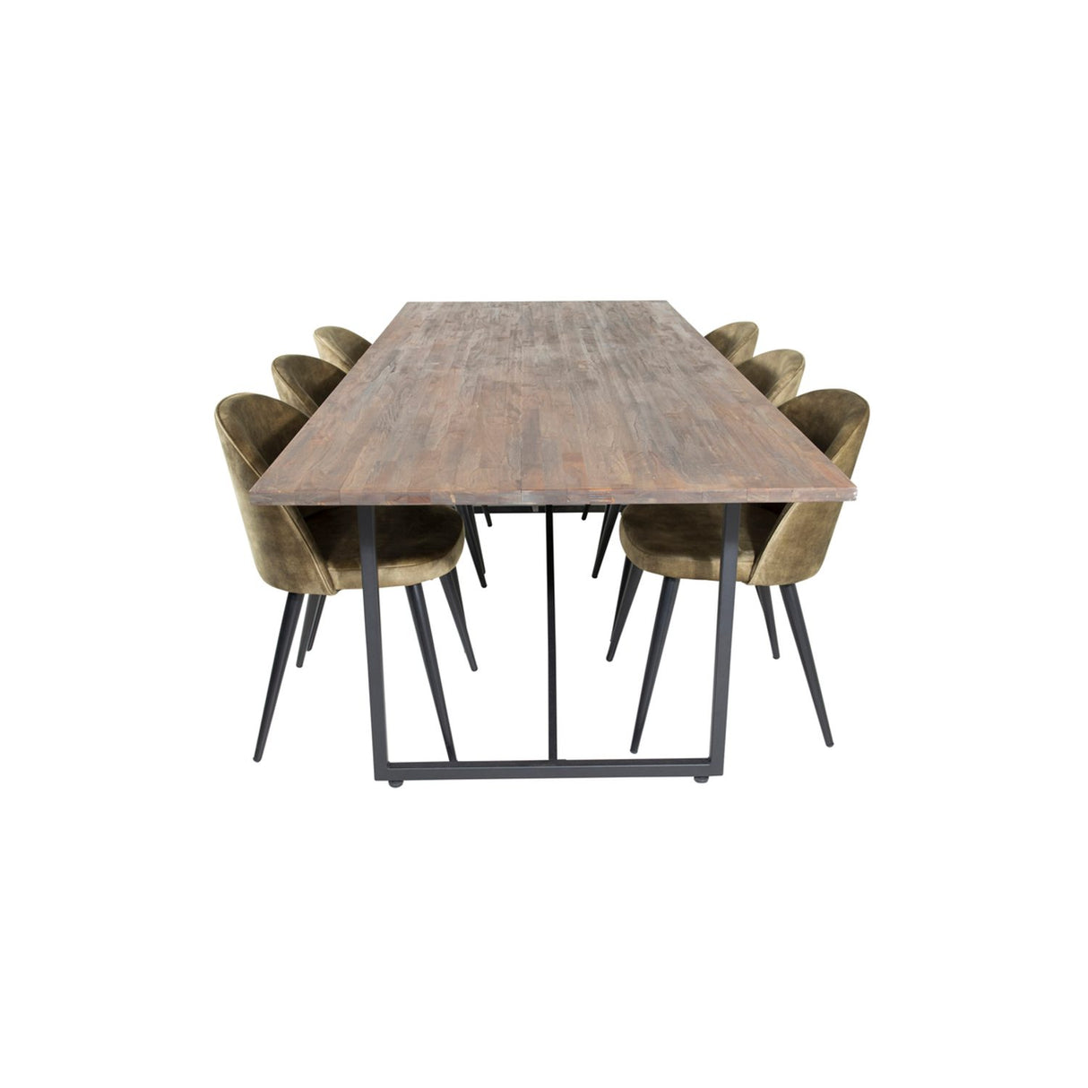 Padang, Velvet Rektangulär matgrupp Svart,Grön, Svart,Natur, 250 x 100