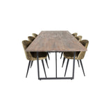 Padang, Velvet Rektangulär matgrupp Svart,Grön, Svart,Natur, 250 x 100
