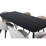 Pelle, Velvet Rektangulär matgrupp Beige, Svart, Svart, 190 x 90