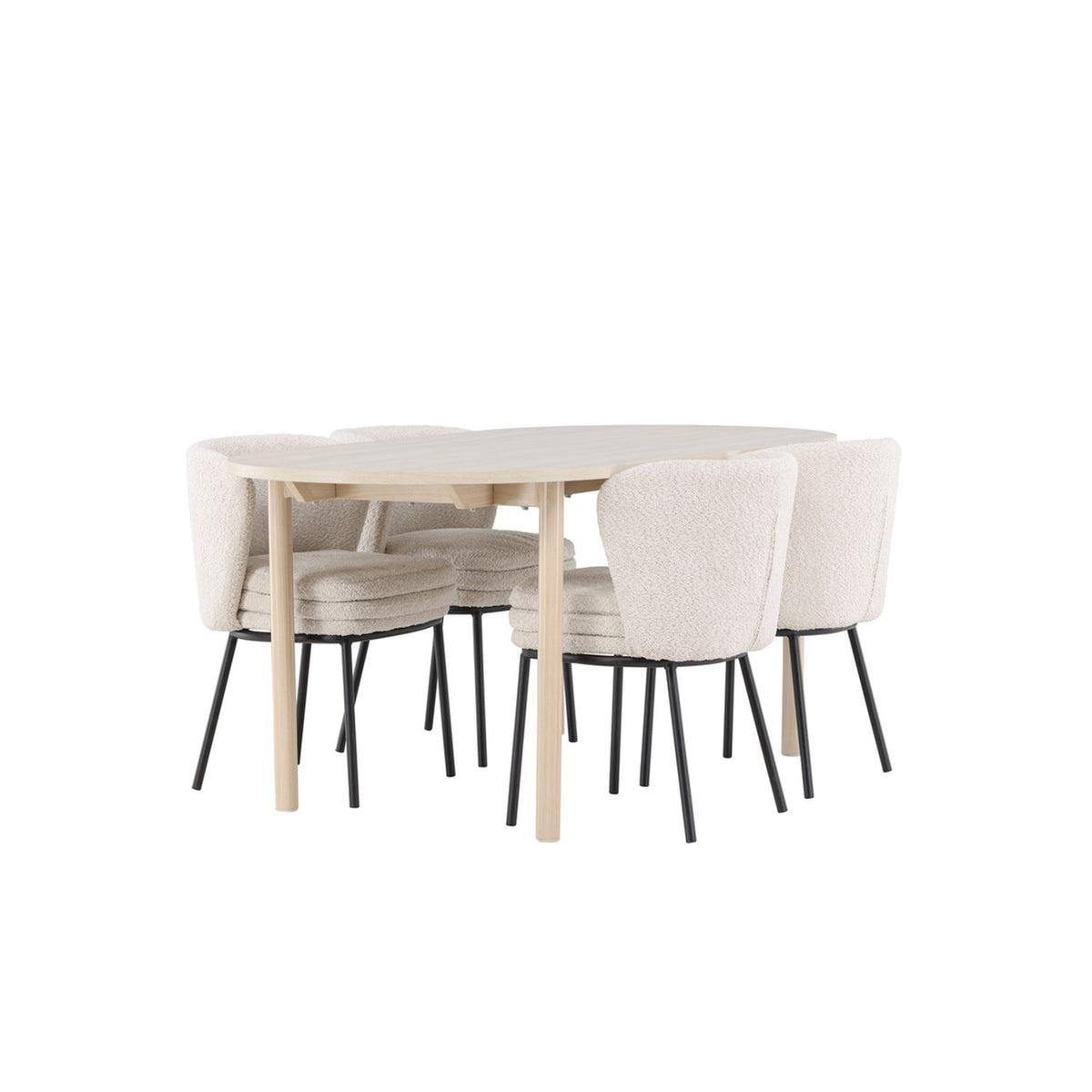Andy, Agnes Ovalt matgrupp Svart,Vit, Vitlaserad, 180 x 90