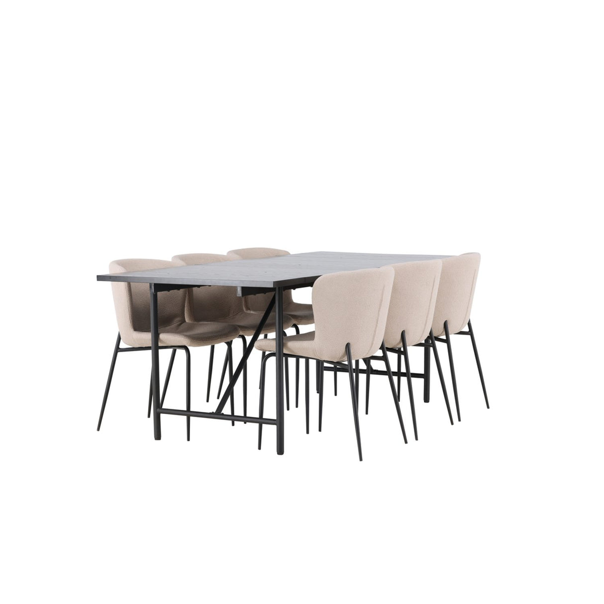 Astrid, Modesto Rektangulär matgrupp Beige,Svart, Svart, 200 x 90