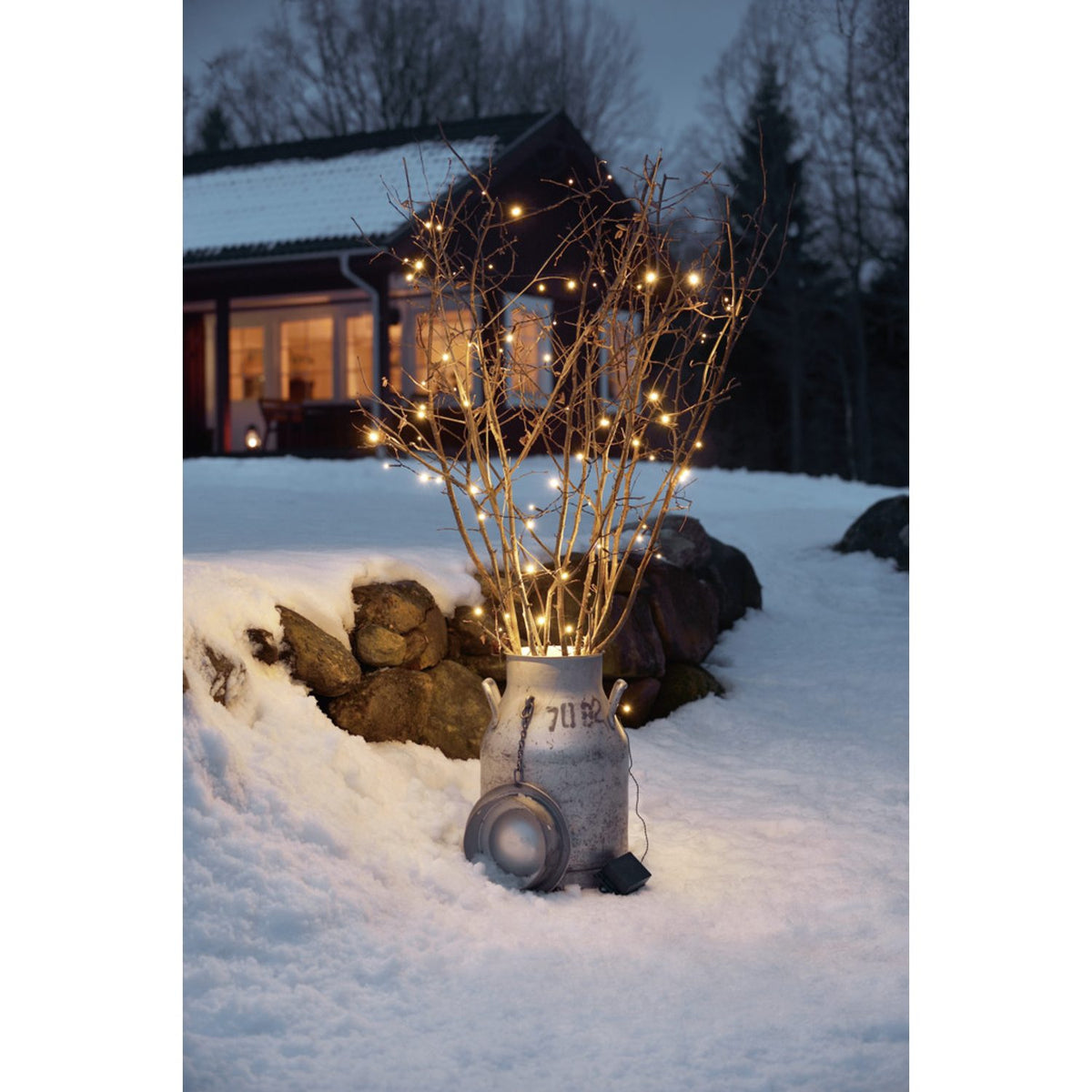 LED Skymningssensor och timer 6/9h Ljusslinga Ute Varmvit/Svart Kabel, 80 Lampor (7.9m)
