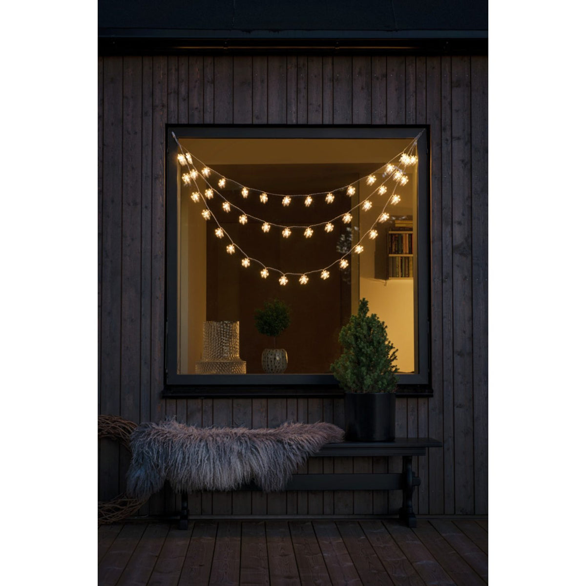 Gardin Snöflingor 44 Varmvita LED Ljusslinga Ute