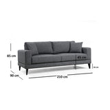 Nordic 3-sits (210 x 90 x 85 cm) Mörkgrå 3-sitssoffbädd