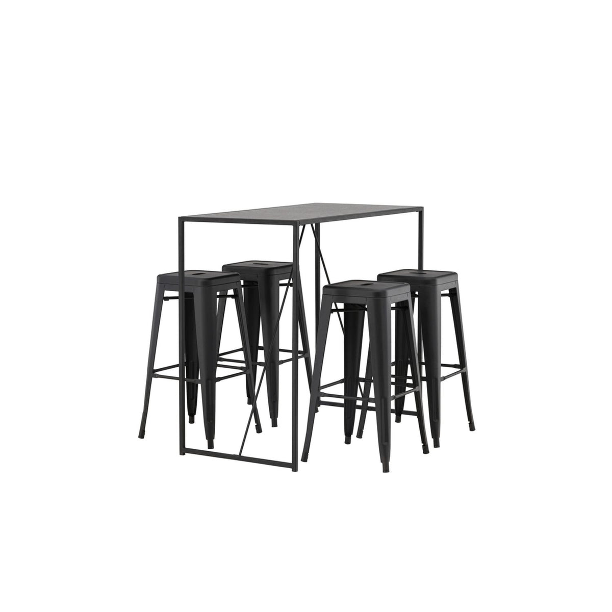 Brea, Tempe Rektangulär matgrupp Svart, Svart, 120 x 60