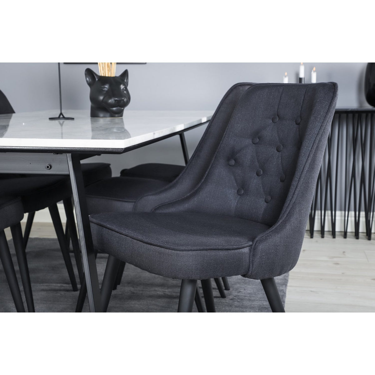 Estelle, Velvet Deluxe Rektangulär matgrupp Svart