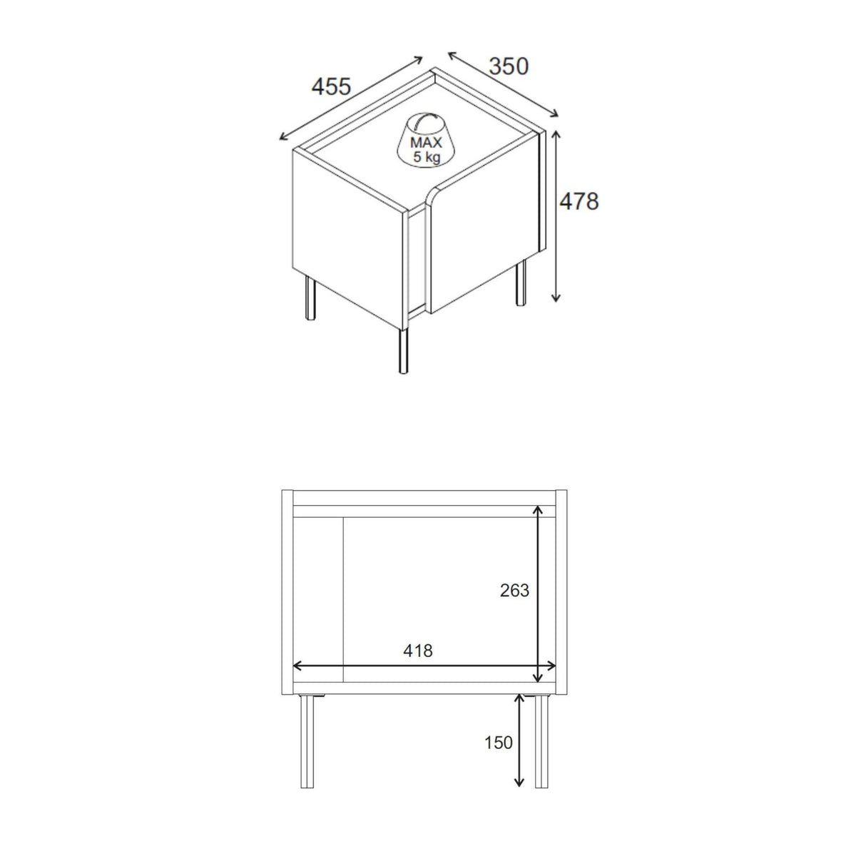 Lucile (45,5 x 47,8 x 35 cm) Nattduksbord Naturlig ek sandsten