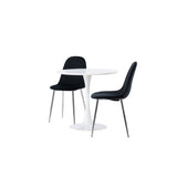 Hamden, Polar Rund matgrupp Svart,Silver, Vit, ⌀80