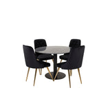 Estelle, Velvet Deluxe Rund matgrupp Svart, Guld, Svart,Mörkgrå, ⌀106