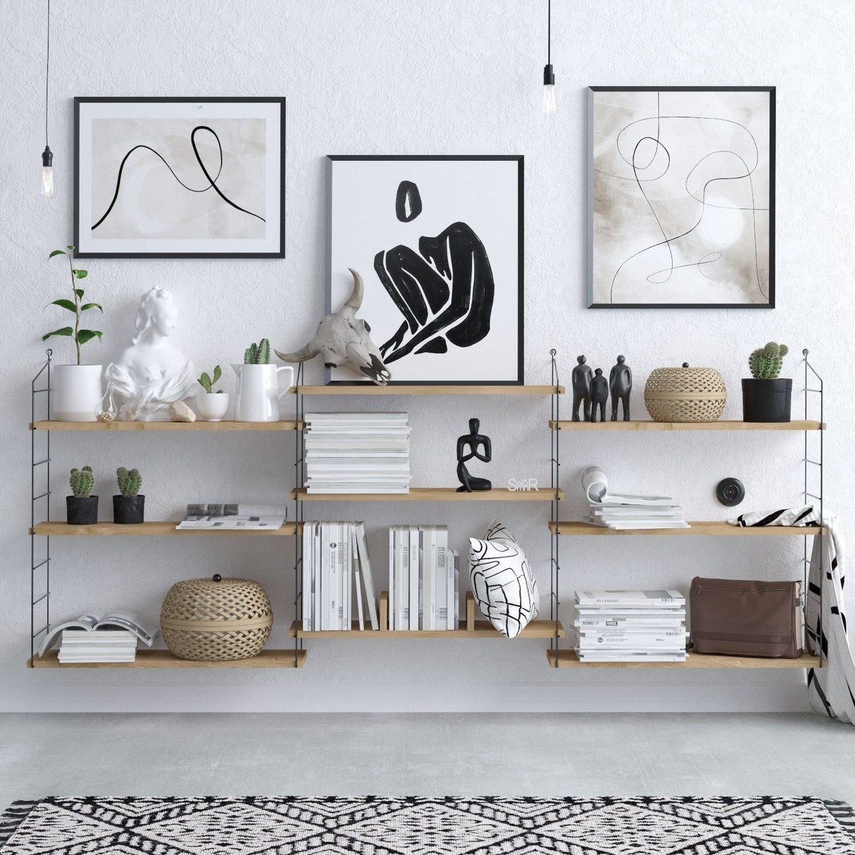 Umeå (85 x 216 x 20 cm) Ek Bokhylla