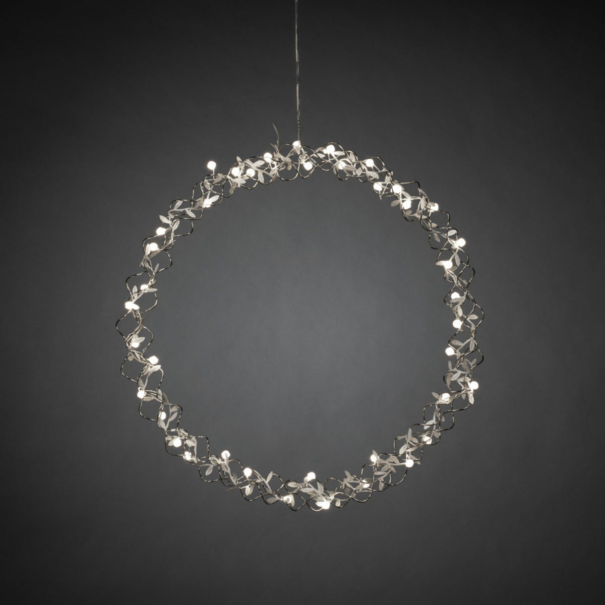 Dekoration 45 cm 40 varmvita LED Julkrans med Belysning Silver