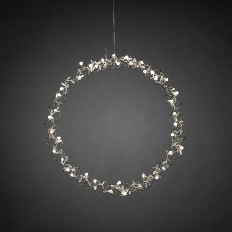 Dekoration 45 cm 40 varmvita LED Julkrans med Belysning Silver