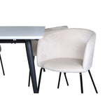 Jimmy, Berit Rektangulär matgrupp Beige, Svart, Svart,Vitt, 150 x 90